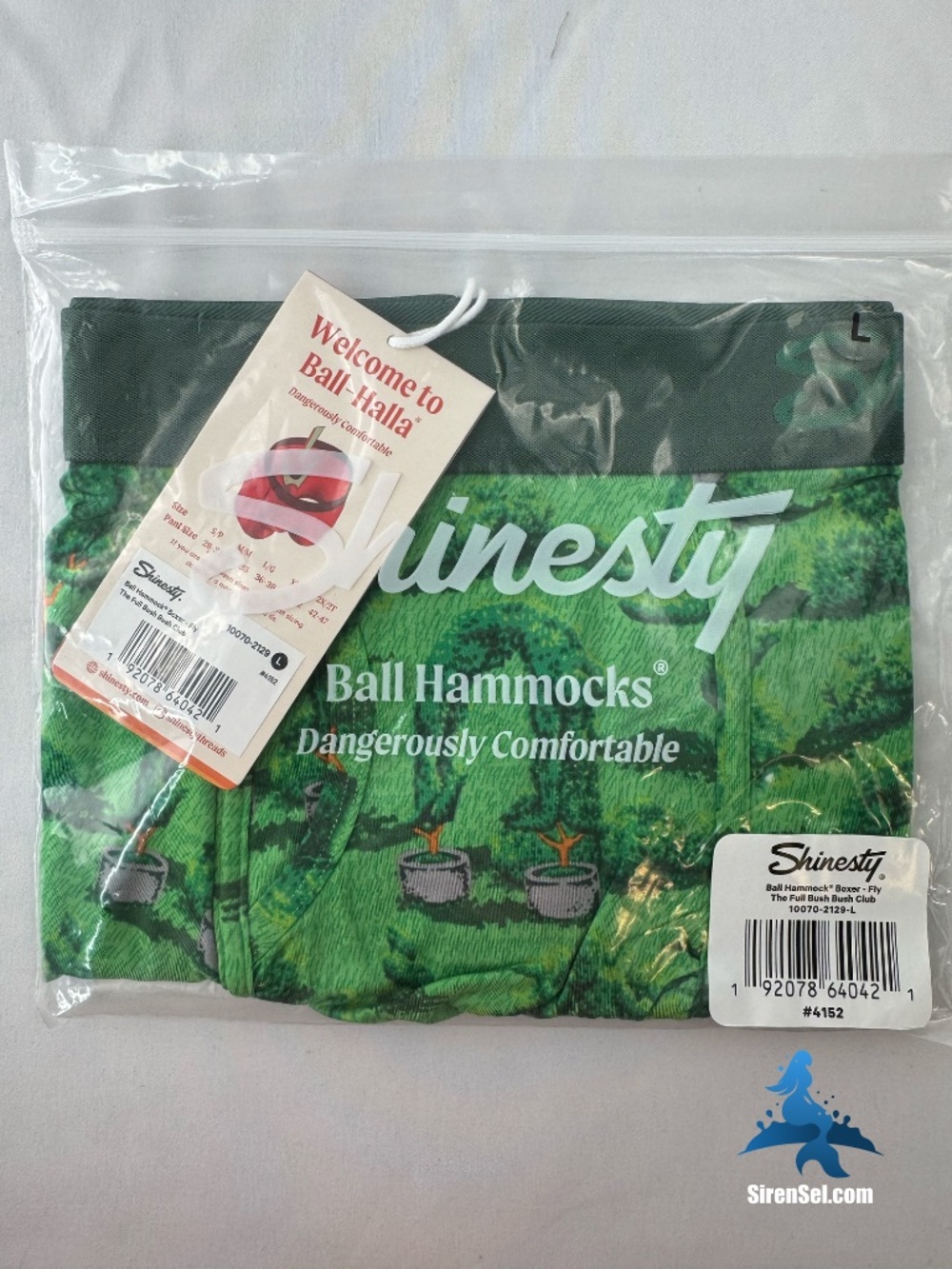 1335 NWT Shinesty Naughty Landscaping Ball Hammock Boxers w/Fly – L - Green - Picture 2 of 10